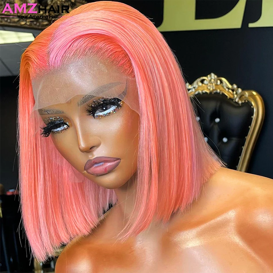 Sexy muilt  color human hair lace front bob wig Amazon.com : Bob Wigs Hot Pink 8Inch Straight Human Hair  main image 2