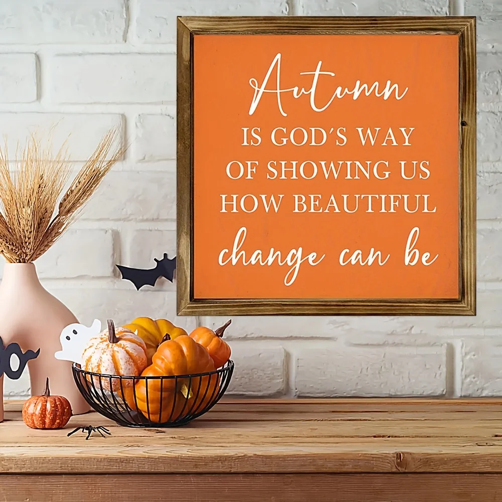 1 قطعة 20 سنتيمتر × 20 سنتيمتر مؤطرة علامة الخريف ، "الخريف هو طريقة الله..." ملهمة إقتباس ديكور ، الخريف - تحت عنوان جدار الفن للمنزل #5