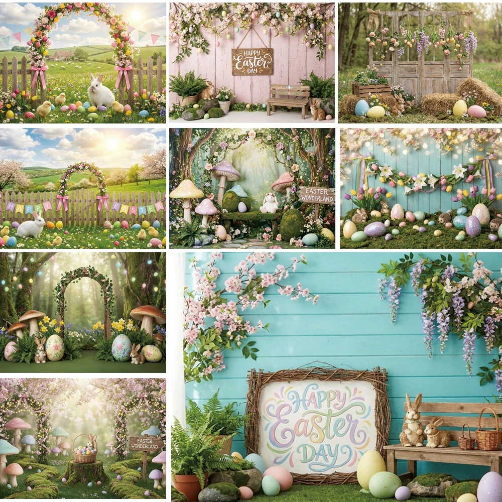

MOON.QG Spring Easter Eggs Backdrop Tulip Bunny Forest Background Photography Women Photography Accessories Birthday Photo Booth