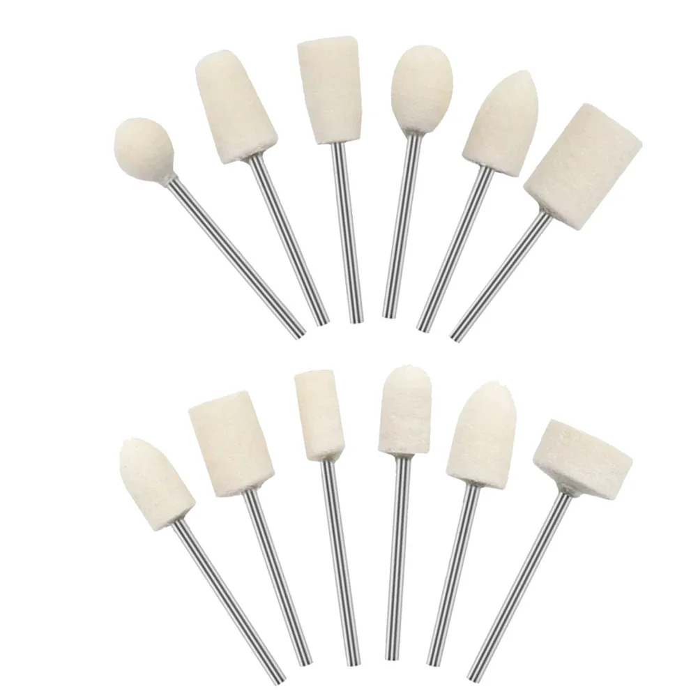 12 Pcs Shank Abrasive Tools Accessories High Quality Wool Felt Grinding Head Rotary Tool Parts Polishing Tool Woodworking