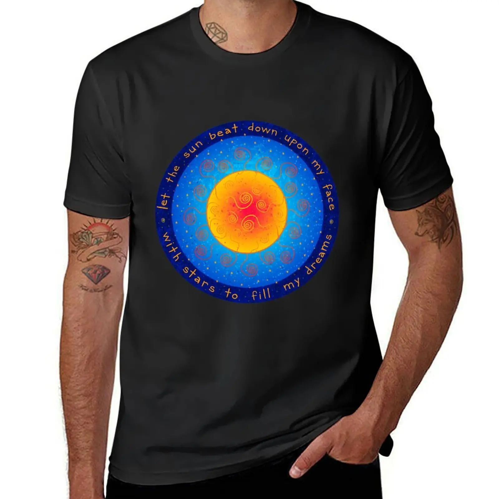 Kashmir Sun T-Shirt oversizeds Aesthetic clothing quick-drying t shirts for men graphic