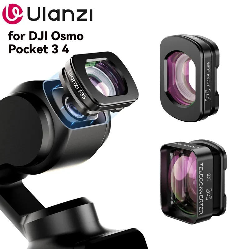 Ulanzi F35 Magnetisches 1,5X Teleobjektiv mit Weitwinkel, erweitert auf 112° °   Für DJI Osmo Pocket 3 4 Doppelseitig Beschichtetes Kamera-Zubehör
