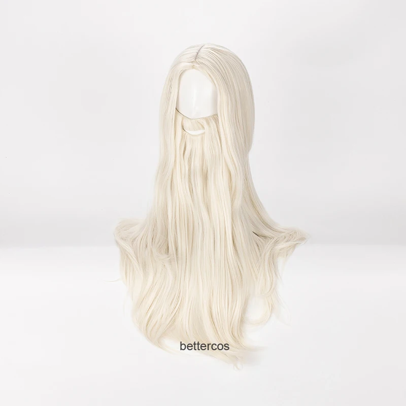 Dumbledore Cosplay Wigs Gandalf Mithrandir 65cm Blond With Beard Heat Resistant Synthetic Hair Wig + Wig Cap