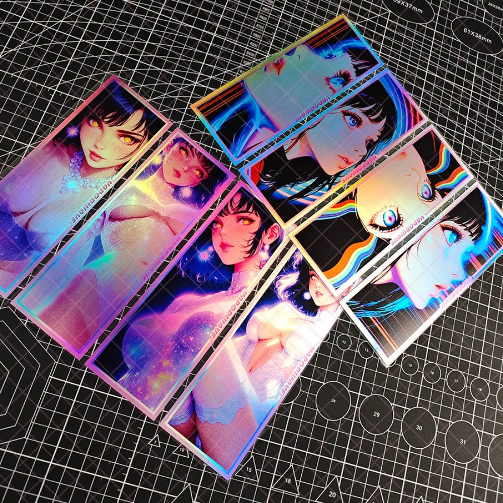 4 Pieces of Anime Girl JDM, Japanese Style, 2D, ACGN Vaporwave, Steamwave Car Stickers, Laser Theme