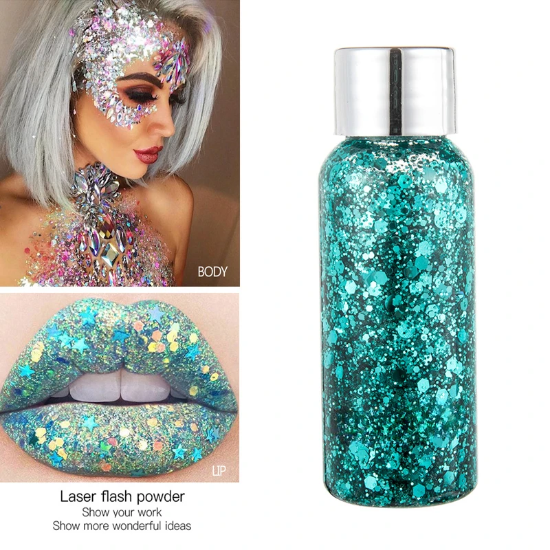 Holographic Mermaid Eye Glitter Nail Hair Body Face Glitter Gel Art Flash Heart Loose Sequins Cream Festival Glitter Decoration