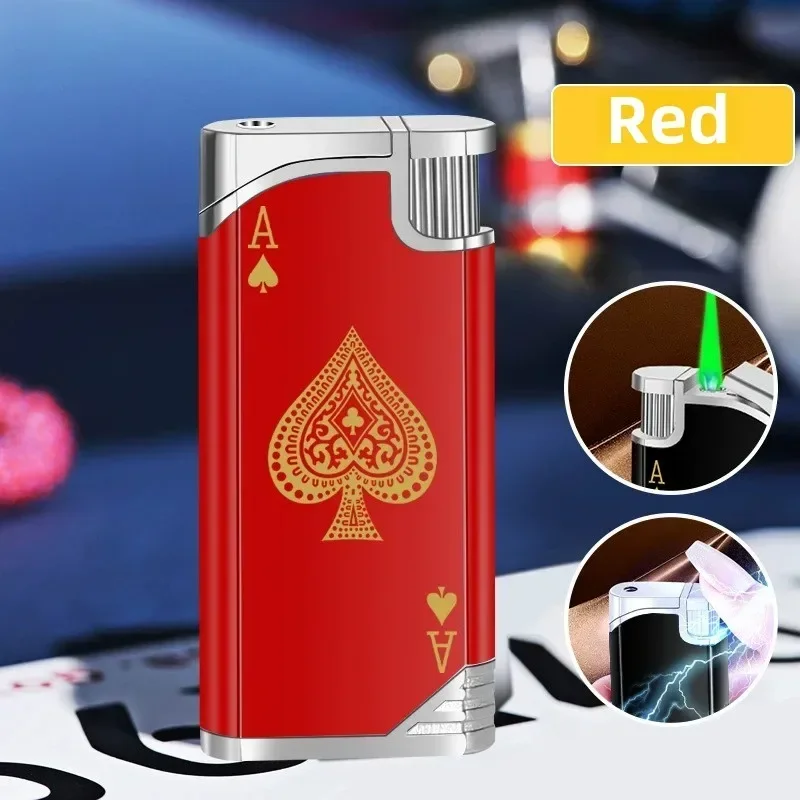 

Personalized Prank Butane Gas Lighter Windproof Jet Green Flame Hidden Fire Outlet Safe Current Funny Lighters Smoking Gadgets