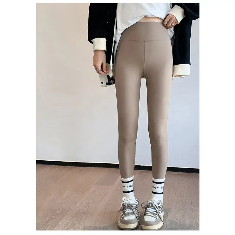Fall Winter Brushed Shark Leggings Pants Women Seamless Naked Feeling High Waist Slim Legging Sports Fitness Women Leggings
