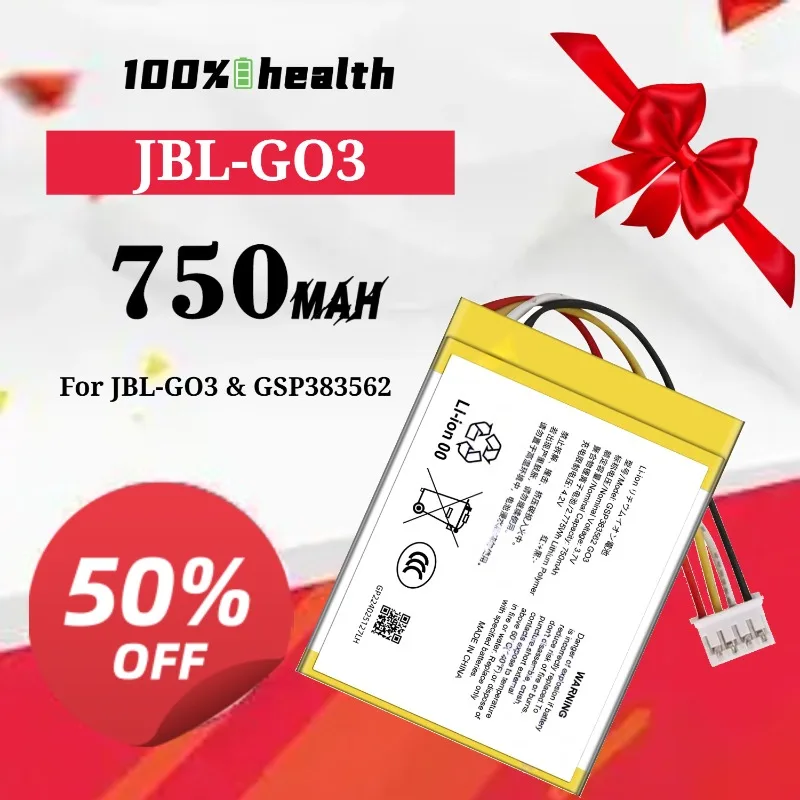 

for JBL-GO3 750mAh Speaker Battery for JBL JBL-GO3/GSP383562 Lithium Rechargeable Battery