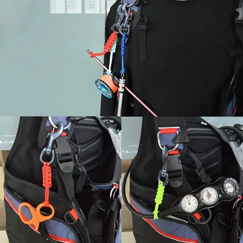 316SS Diving Swival Bolt Snap Hook Scuba Diving Lanyard Hook BCD Anti-lost Safety Rope for Flashlight Camera DSMB Light Knife view 2