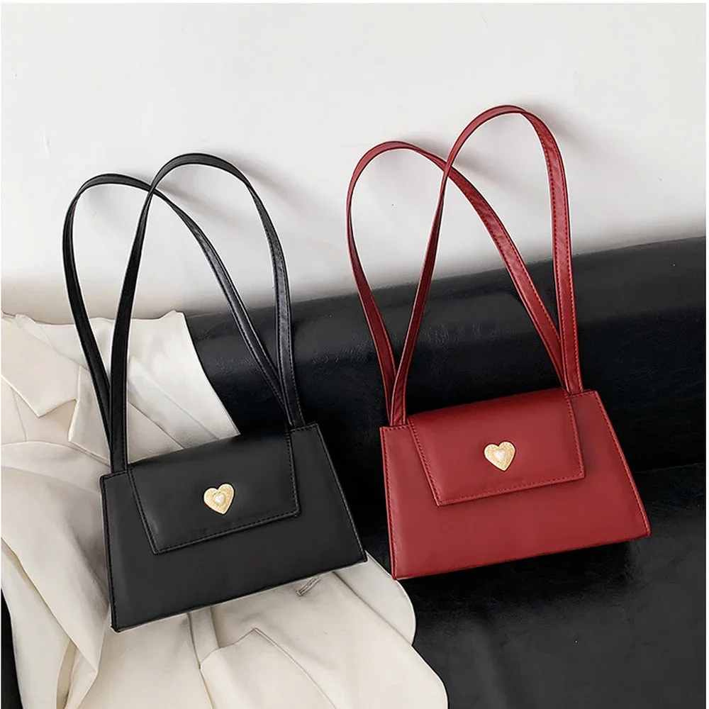 New Red Wine Ladies Underarm Bag Retro Women Portable Small Square Shoulder Bags Vintage PU Leather Female Tote Purse Handbags