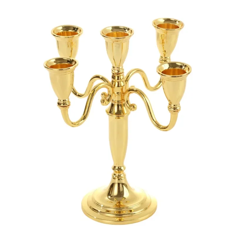 European alloy candle holder light luxury smooth surface three heads five heads candle holder restaurant romantic candlelight di
