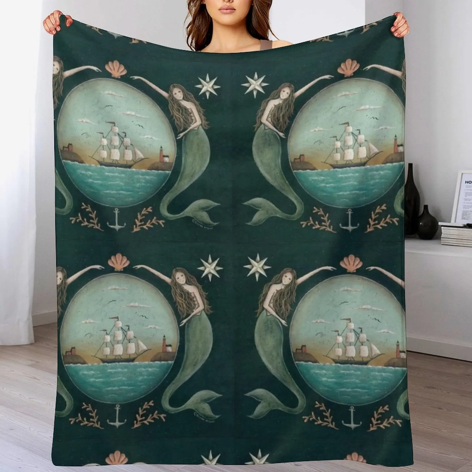 Sirens of the Sea by Donna Atkins Throw Blanket Decorative Beds for winter funny gift Summer Beddings Blankets