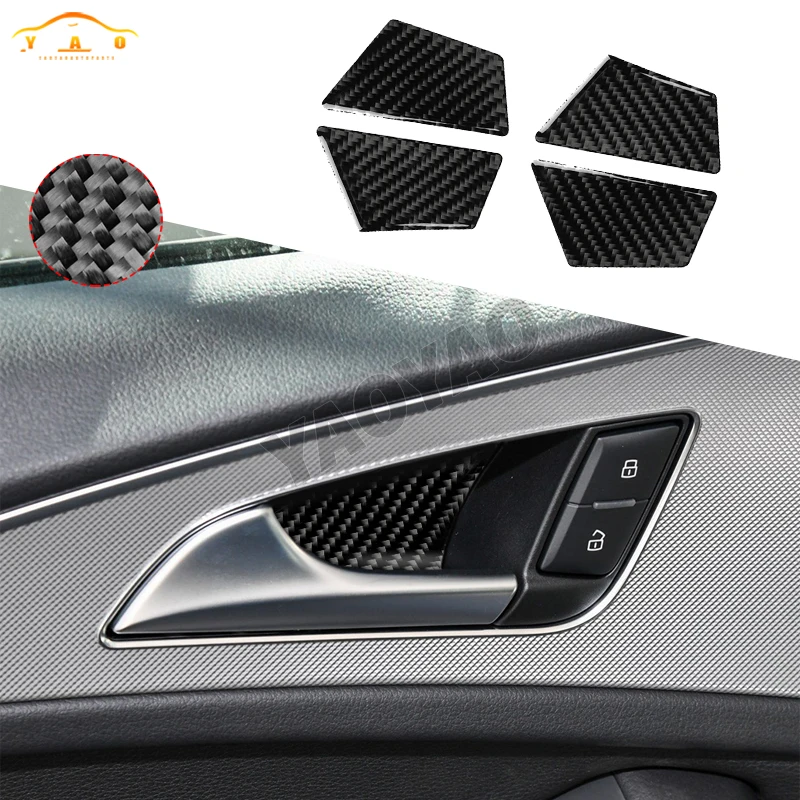 

Carbon Fiber Inner Door Bowl Decoration Sticker Decal Cover Trim For Audi A6 S6 C7 A7 S7 4G8 2012-2018 Auto Accessories