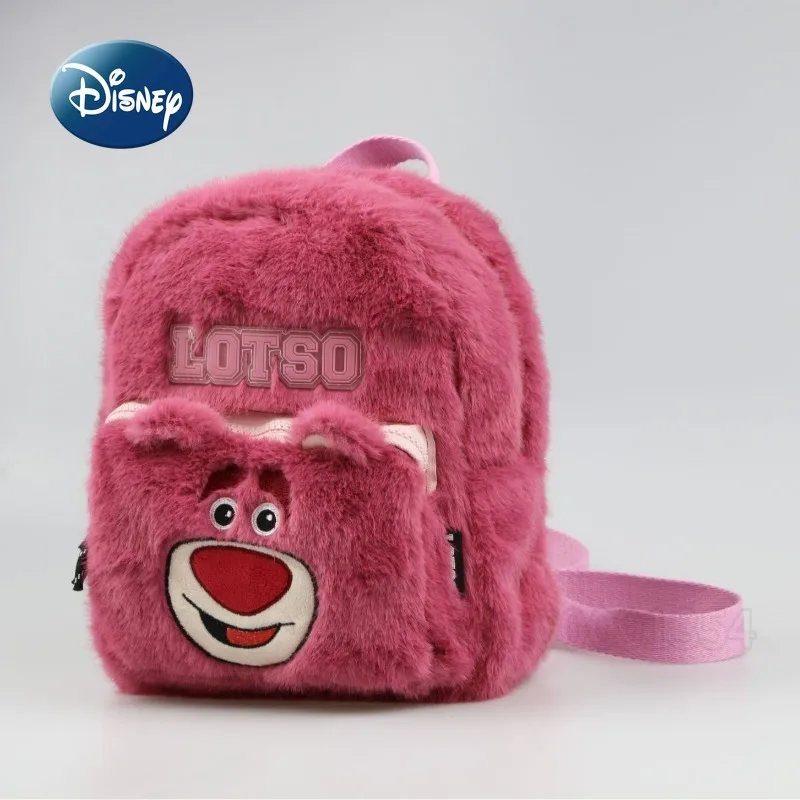 

Disney Strawberry Bear New Mini Plush Backpack Luxury Brand Original Plush Girl Backpack Cartoon Cute Fashion Girl Schoolbag