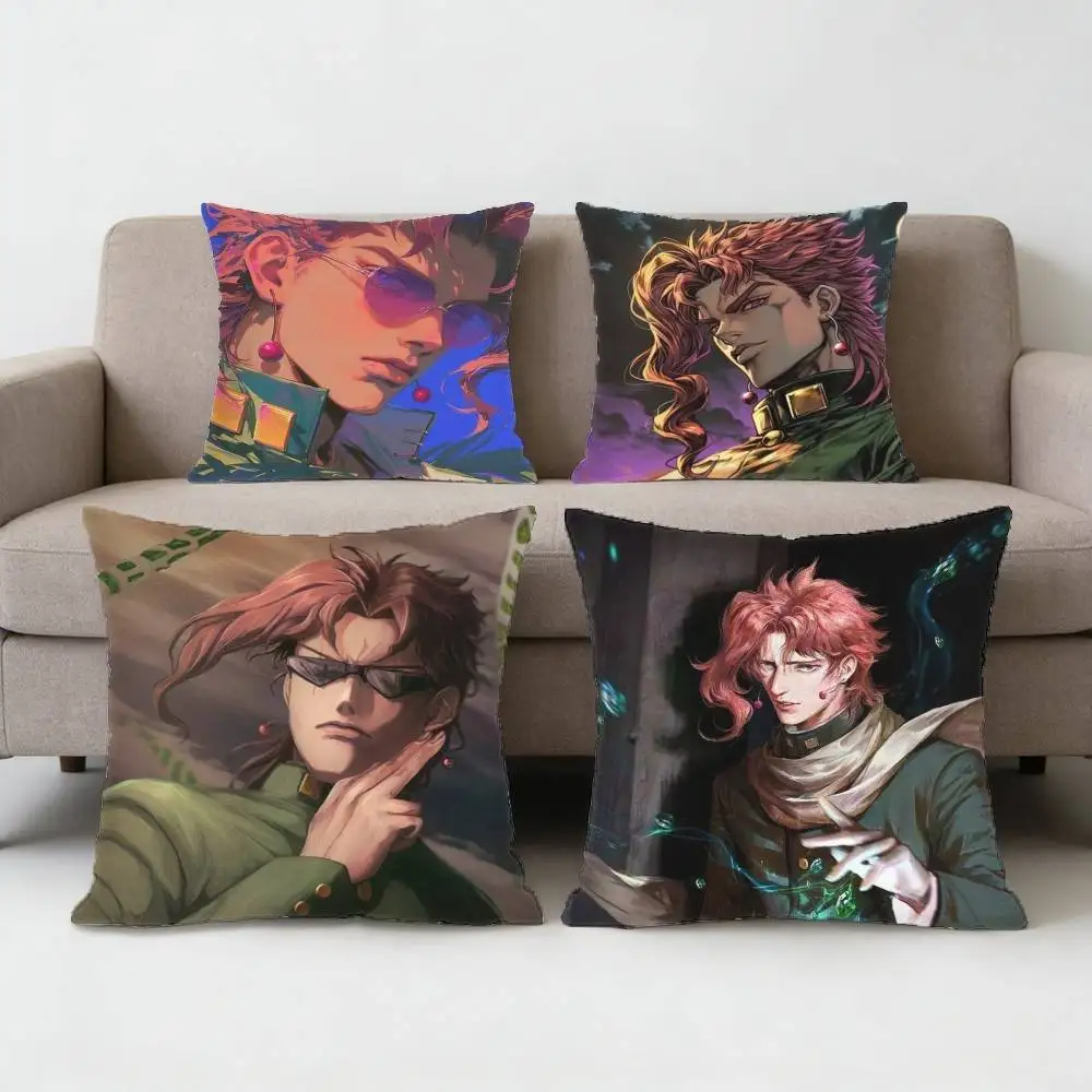 

Anime JoJo Kakyoin Noriaki Pillow Case Anti-dustmite Pillowcase Invisible zipper silky short plush Sofa cushion cover