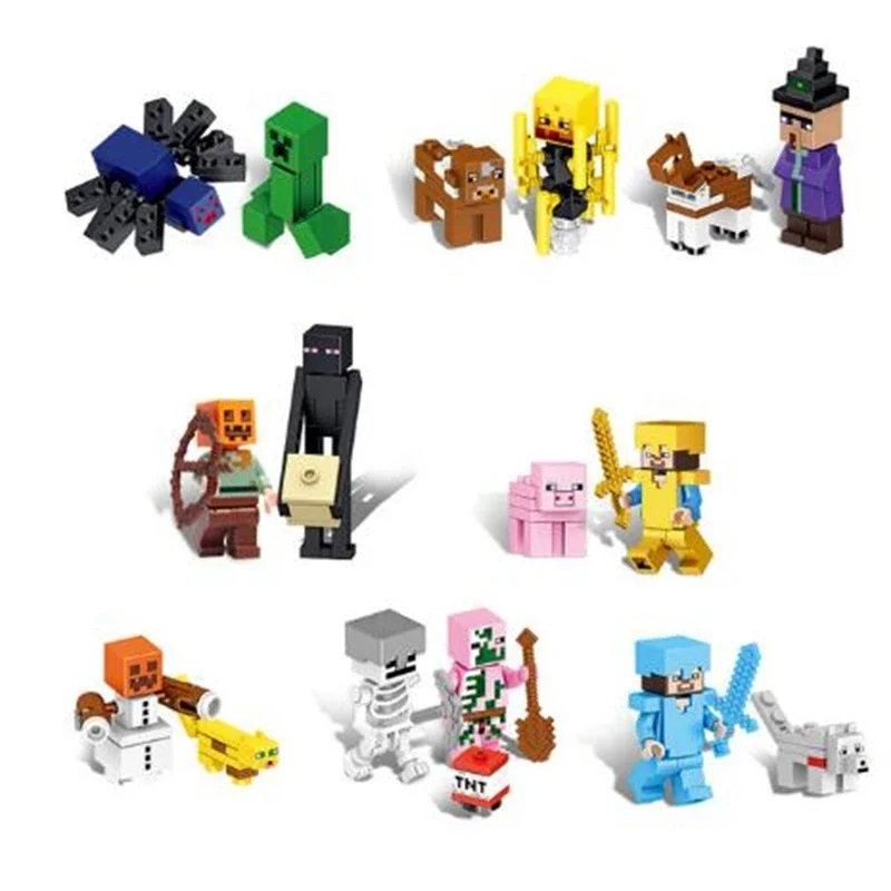 New 16pcs/set My World Steve Cartoon Characters Figures Assemble Building Toys Children Gifts Creeper Bricks Toy Dropshipping