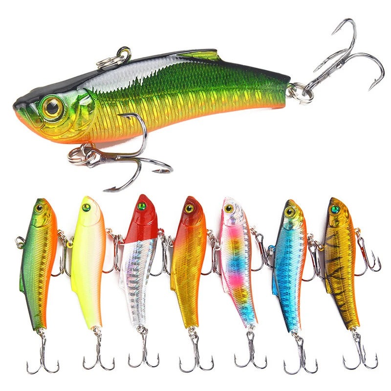 1Pcs Winter Ice Fishing Lure 7cm/18g Sinking Isca Artificial Rattlin Vibration VIB Hard Bait Crankbait Treble Hooks Tackle