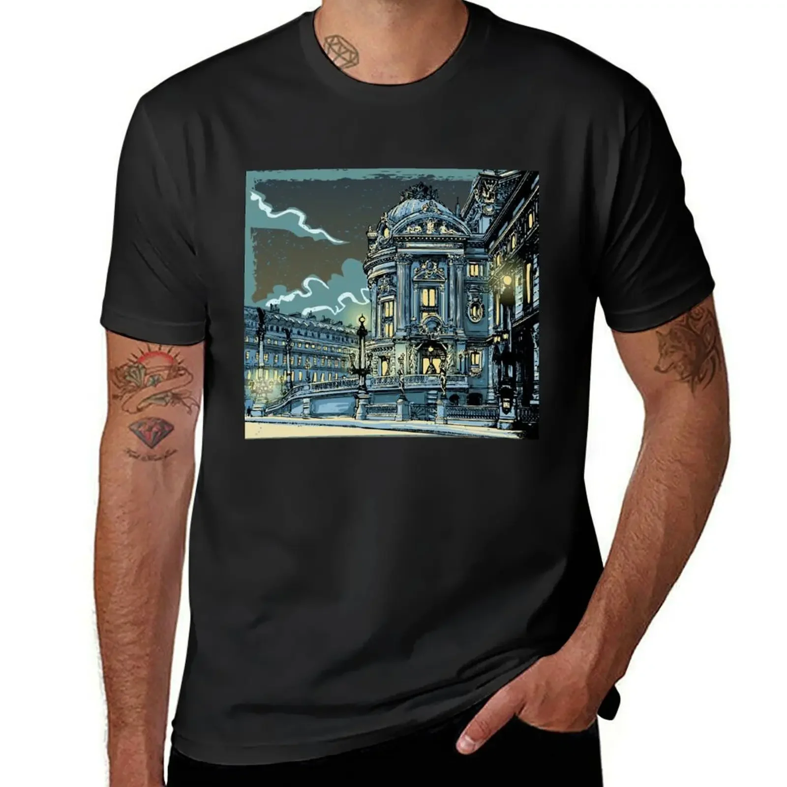 Opéra de Paris at Night T-Shirt essential t shirt oversized graphic tee boys animal print mens designer clothes