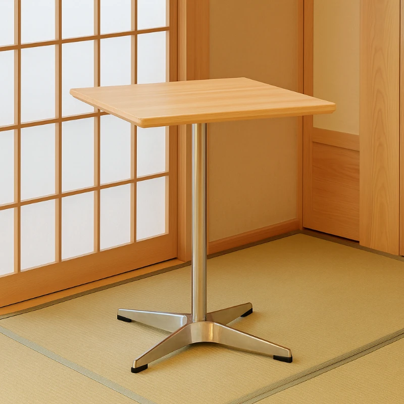 

Vintage Solid Wood Small round Table Minimalist Bar Counter Coffee Table for Commercial Office Stainless Steel Negotiation Desk