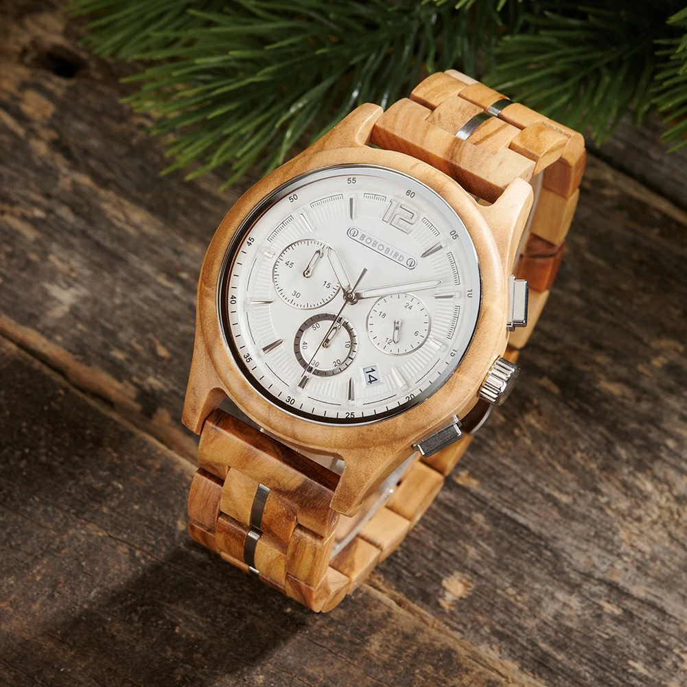 BOBOBIRD Orologio da uomo in legno Orologio da polso di lusso al quarzo Orologio Orologio in legno naturale ecologico Regalo per lui Supporto Dropshipping
