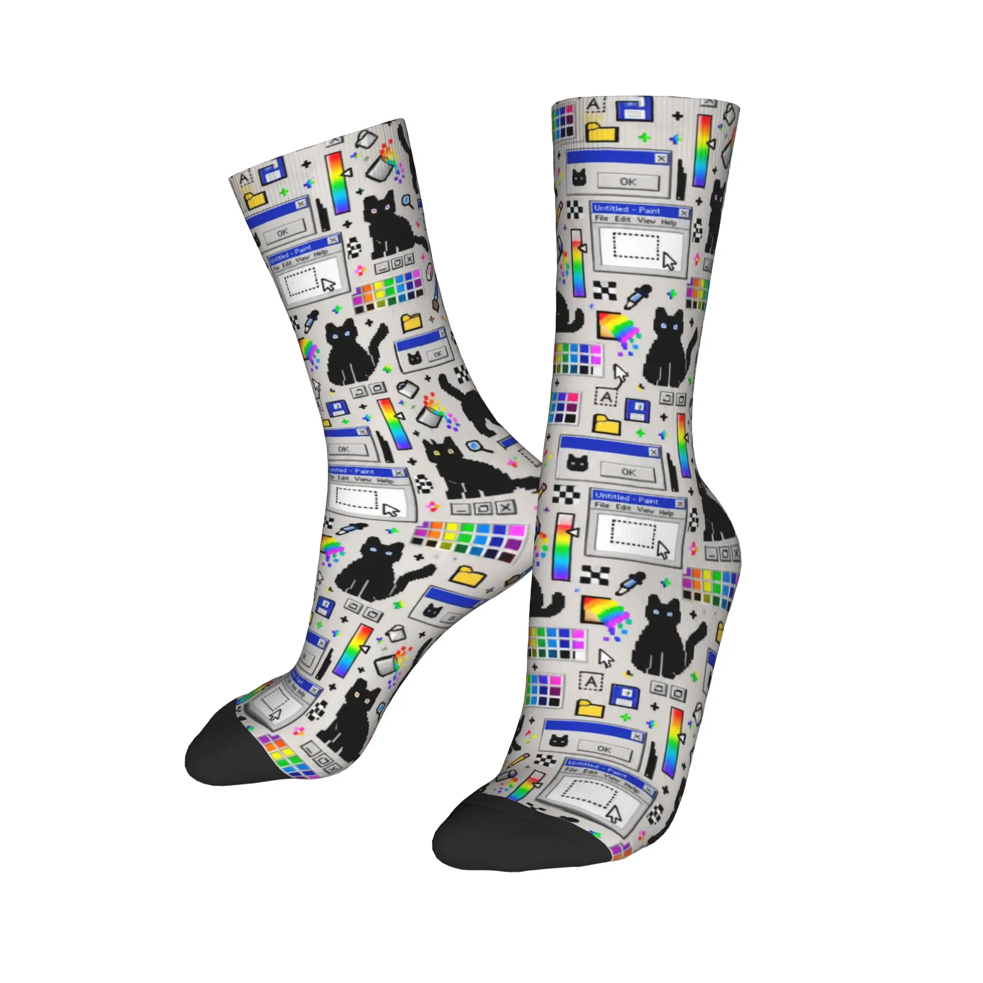 Cyber ​​retro computer system malfunction pop up window printed Socks Winter  Stockings Gothic Women Men Socks Anti-Slip Socks