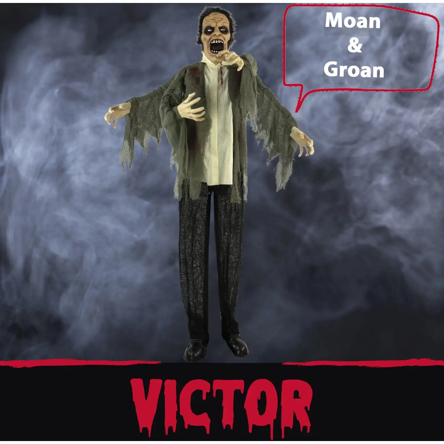 ホラーゾンビデコレーション！ 庭の幽霊屋敷用のアニメーション付き5.3フィートの怖い小道具。 動き/音付きのハロウィーンパーティーデコレーション。