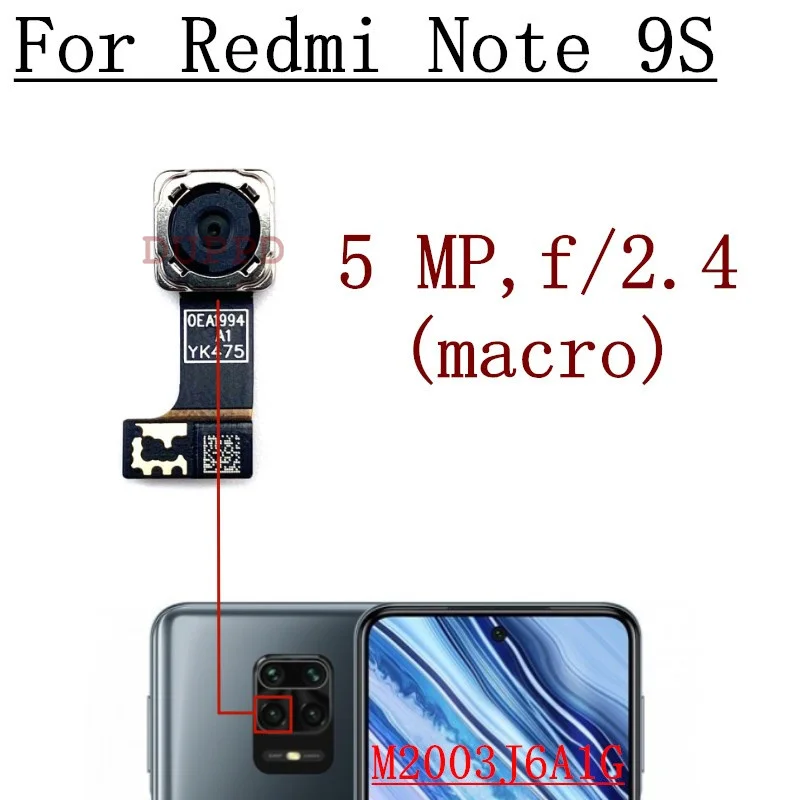 Front Rear Camera For Xiaomi Redmi Note 9S M2003J6A1G Frontal Selfie Back Main Ultrawide Macro Depth Camera Module