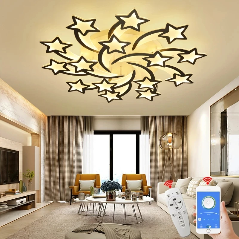 

Chandelier with App Remote Control Modern Led Ceiling Lamp Living Room Bedroom Home Chandelier Lighting Ac90-260v Light Fixture