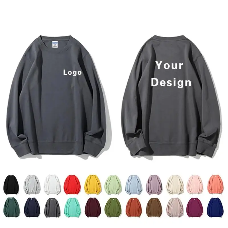 Spring Autumn Men Women 300g Round Neck Hoodie Custom Printed Logo Candy Color Thin Section Solid Color Long Sleeved Base Shirt