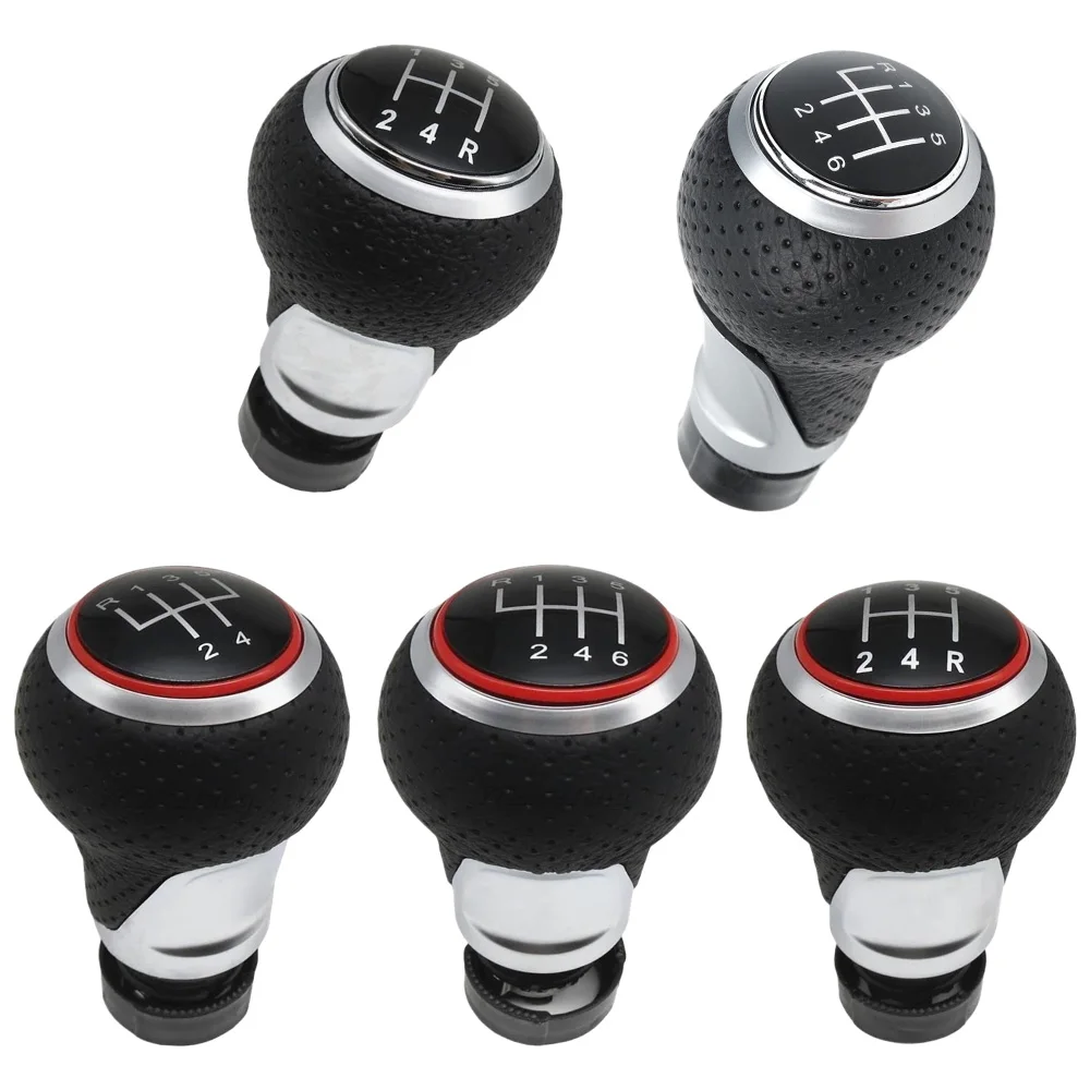 5 6 Speed Car Gear Shift Knob for Audi A3 S3 8P A4 S4 B8 A5 8T Q5 8R S-Line Leather Shifter Head Matte Chrome Handle
