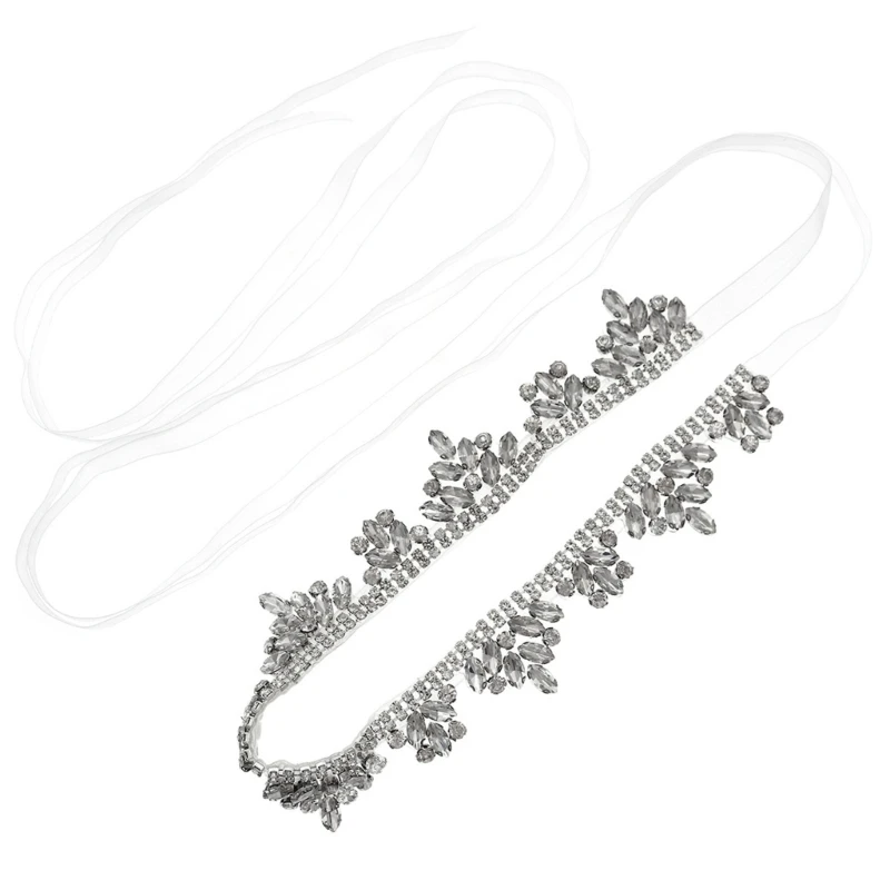 Sparkling Bridal Sash Wedding Waist Belt with Rhinestones and Crystal for Wedding Dresses Evening Gown Waist Accessories