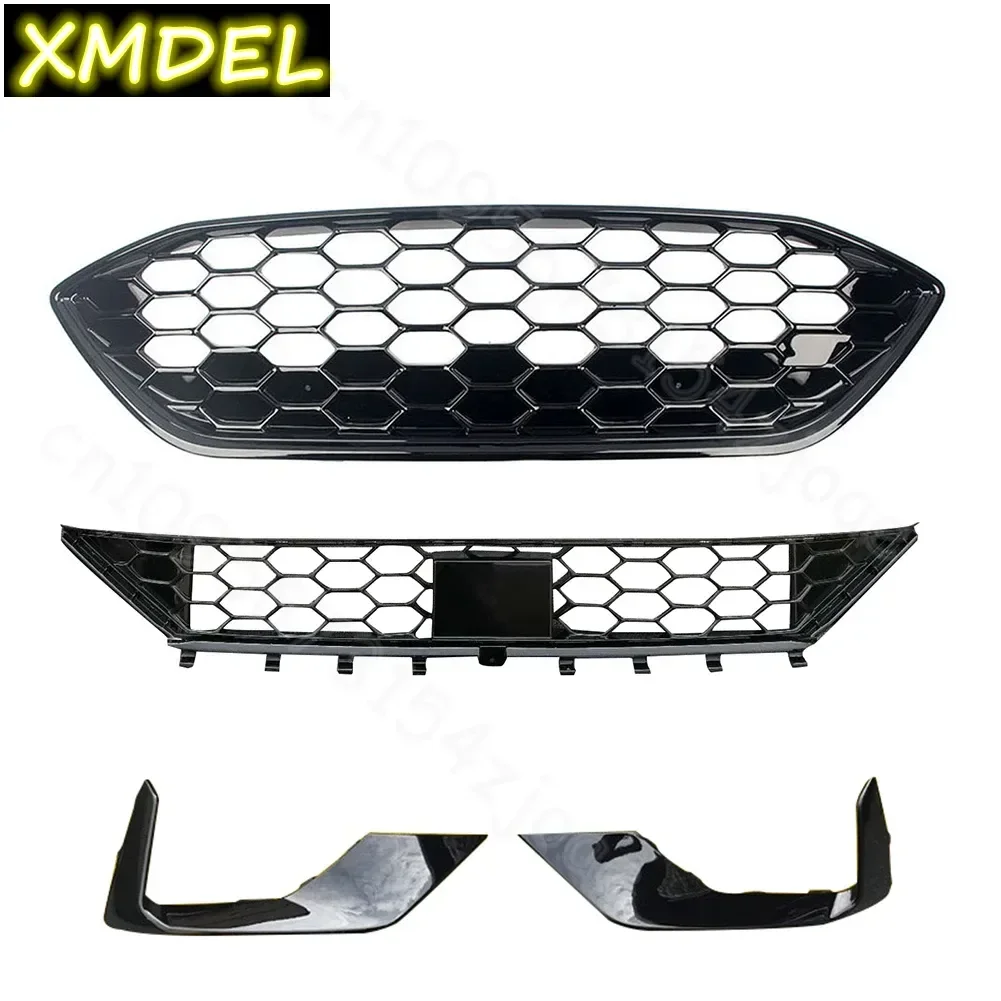 

Для Ford Focus ST ST-Line2019 2020 MK4 Стайлинг автомобиля Передний центр Гоночная заготовка Верхняя и нижняя решетка бампера Подтяжка лица Защитная решетка