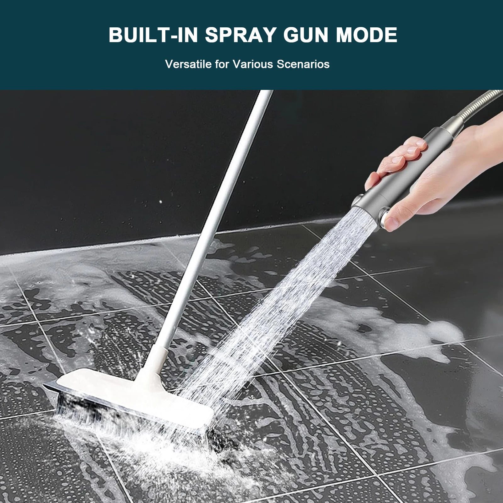 High Pressure Shower Head 5 Modes Handheld Adjustable Showerhead with Hose Water Saving One-Key Stop Spray Nozzle