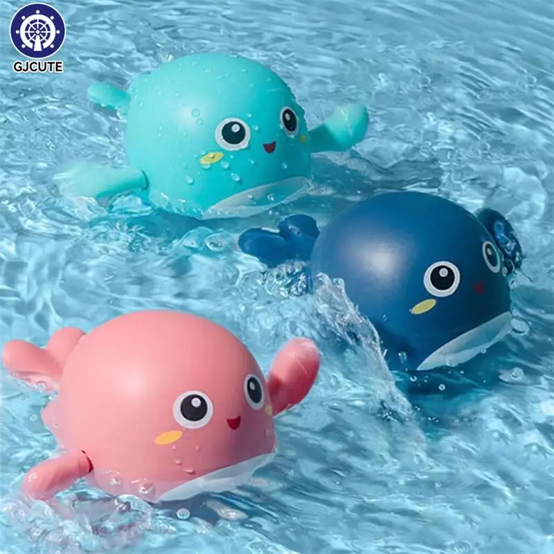 Juguetes de baño para bebés, cadena clásica de agua con mecanismo de relojería, pato, Tortuga, Delfín, juguetes de juego de agua para niños