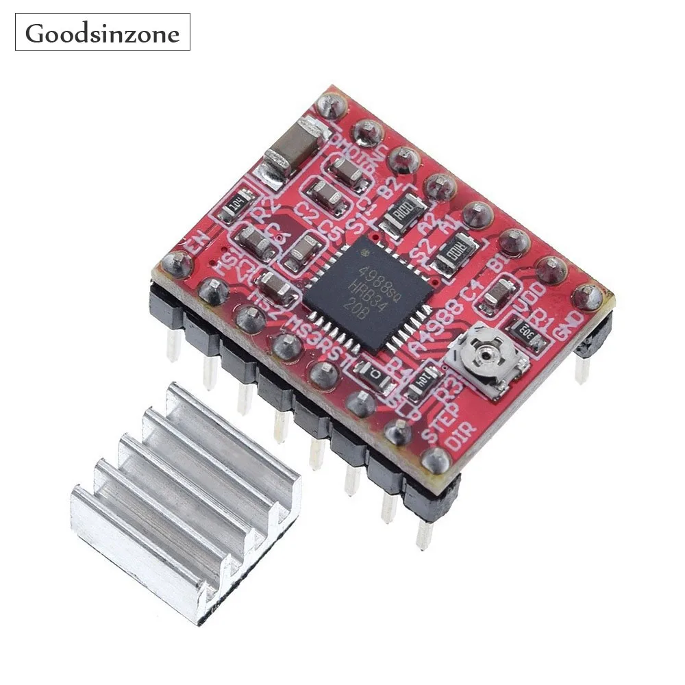 

A4988 Stepstick Stepper Motor Driver Module with Heat Sink for 3D Printer Reprap Suitable for Mendel Huxley Arduino