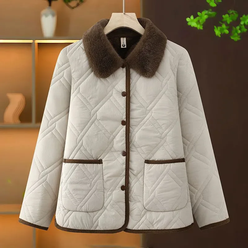 秋冬 2026 新しい綿入りジャケット女性のオーバーコートラペルルーズ暖かいショートコットンジャケットプラスベルベット厚いパーカートップス