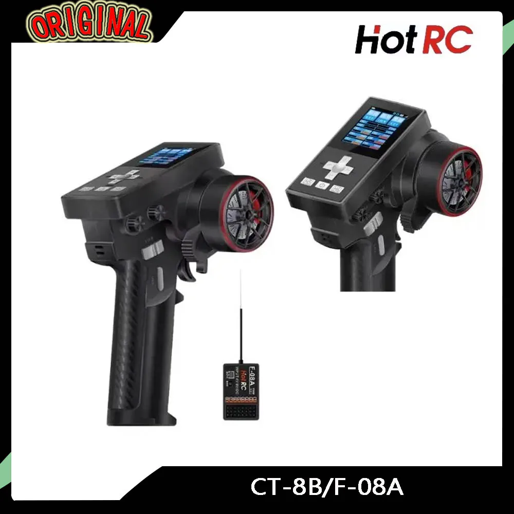 Transmissor de rádio HotRC CT-8B 8CH 2,4 GHz - NOVO alcance de 300 M, receptor F-08A para carro RC/barco/robô