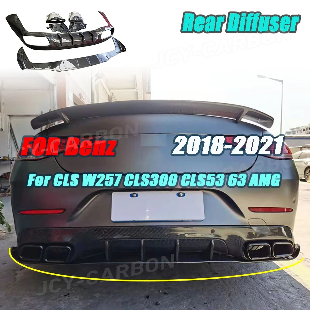 

Диффузор заднего бампера JCYECF с серебряными насадками для выхлопных газов для Mercedes Benz CLS W257 CLS300 350 450 CLS53 63 AMG 2018-2021 Carbon