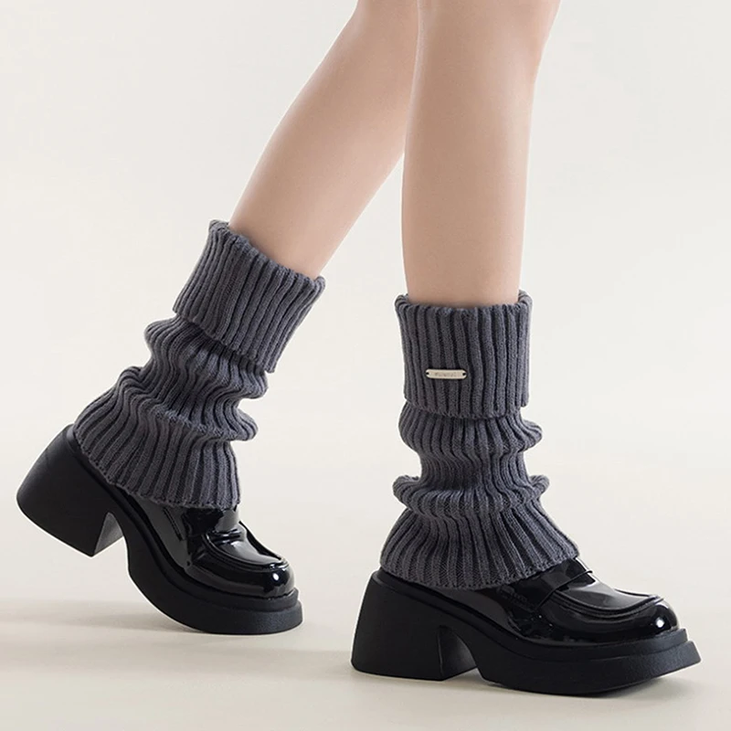 محبوك لوليتا تدفئة الساق المرأة الجوارب الطويلة الخريف الشتاء الصوف غطاء للقدم الذراع أدفأ Y2K الكروشيه كومة الجوارب أصفاد للأحذية عالية الرقبة #4