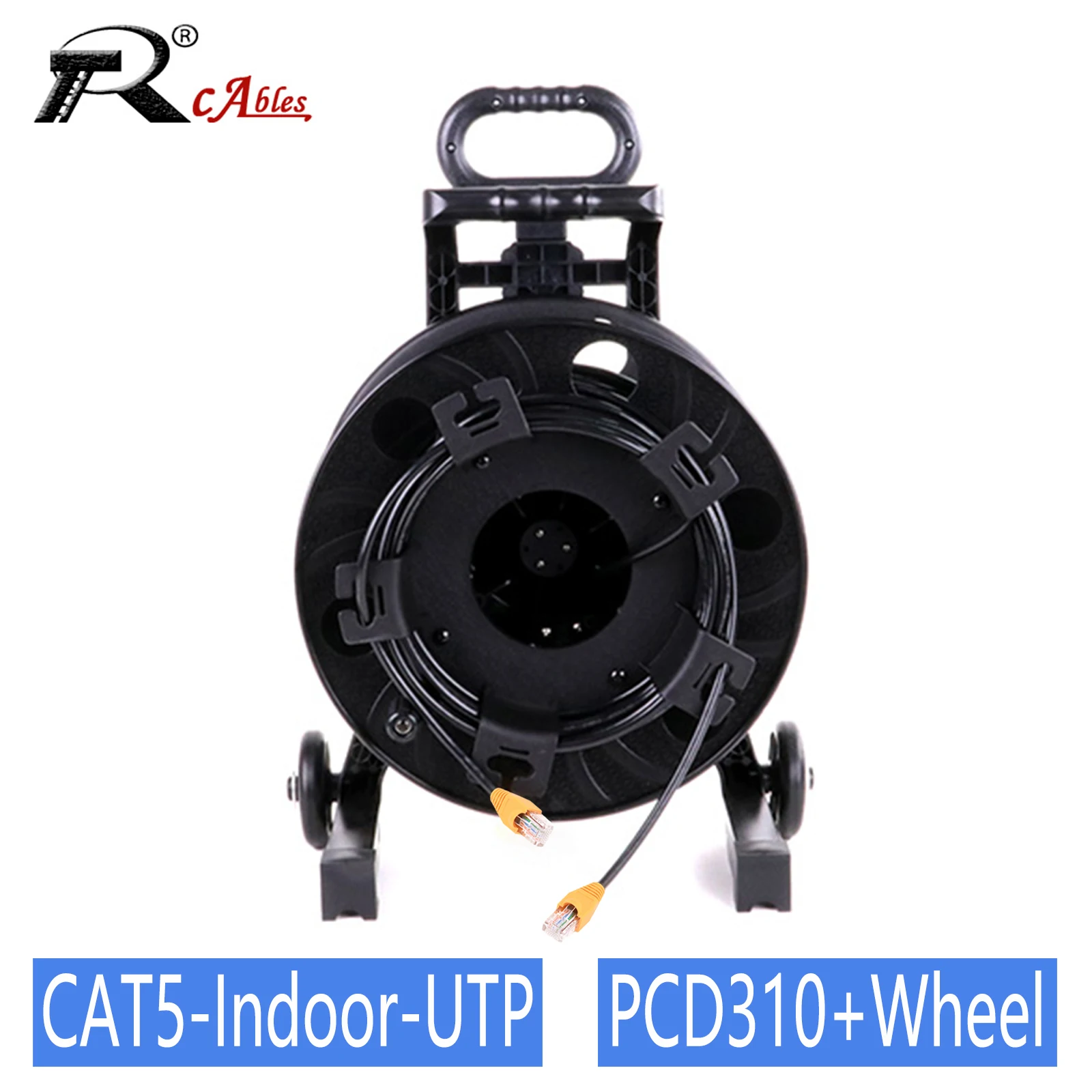 50M-150M Stage Cable Drum Pitman Style Movable Reel Car PCD310 with CAT5 UTP Indoor Ethernet Cable Unshielded RJ45 Network Cord