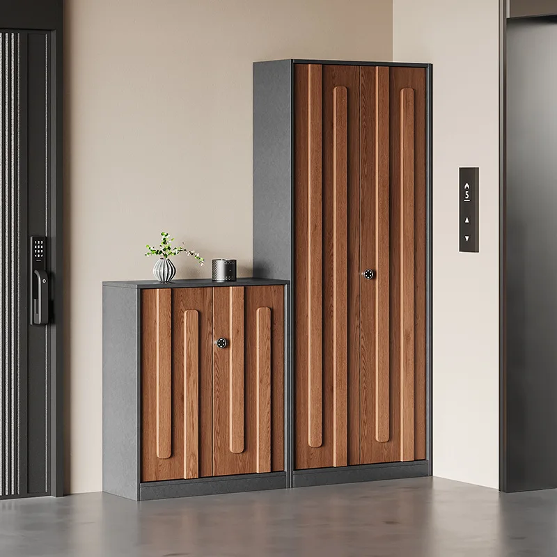 Solid wood shoe cabinet corridor integrated wall locker password lock large capacity multi-layer household door porch cabinet