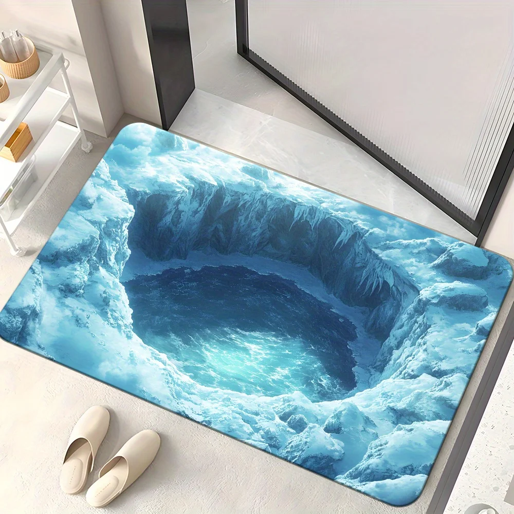 3D Ocean Vortex Rug for Bathroom - Waterproof Non-Slip Mat, Creative Home Accessory, Easy to Clean Skid resistant carpet