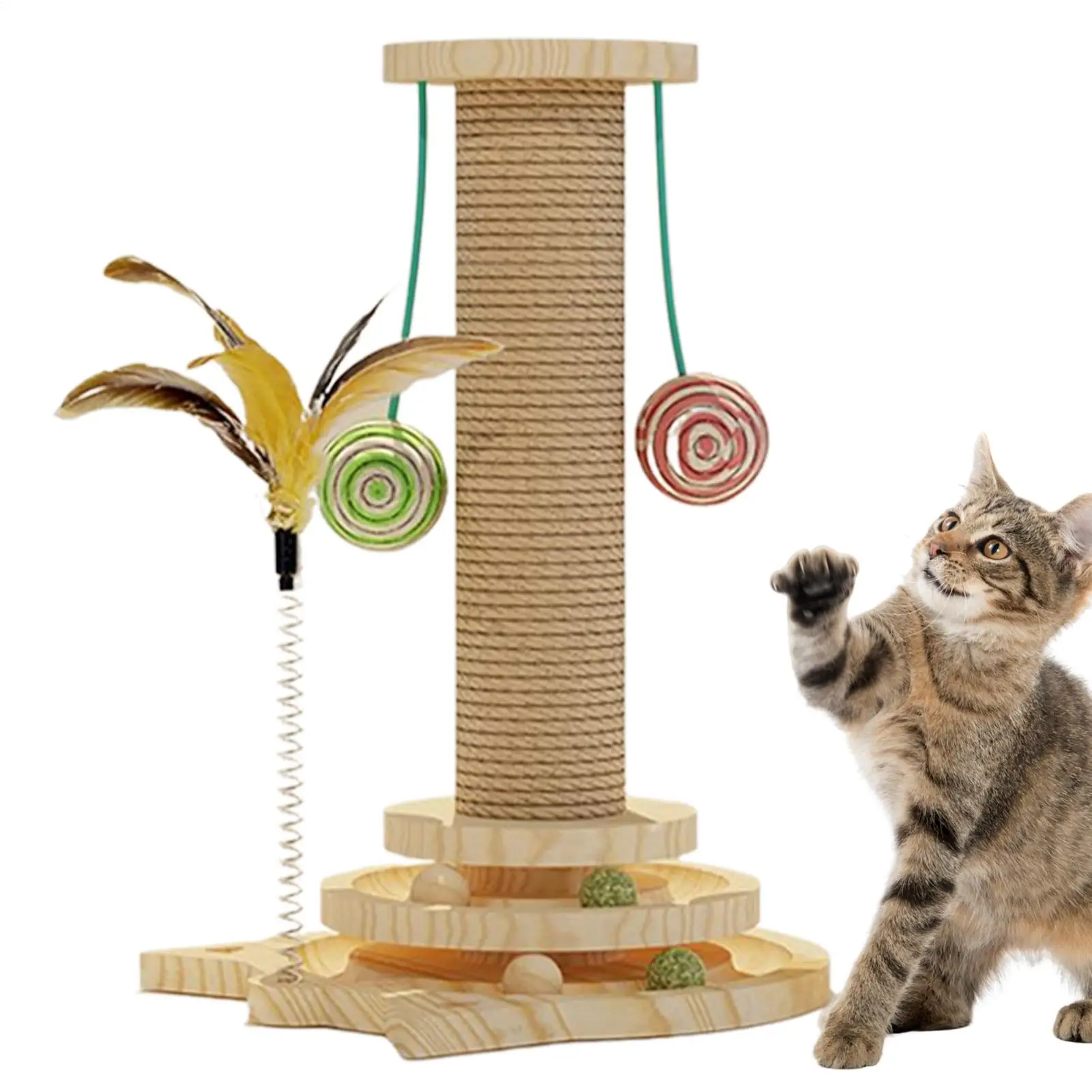 

Cat Scratching Post Tall Cat Scratching Post Interactive Reusable Anti-Tilting Kitten Toy For Exercise Home Encouraging Exercise