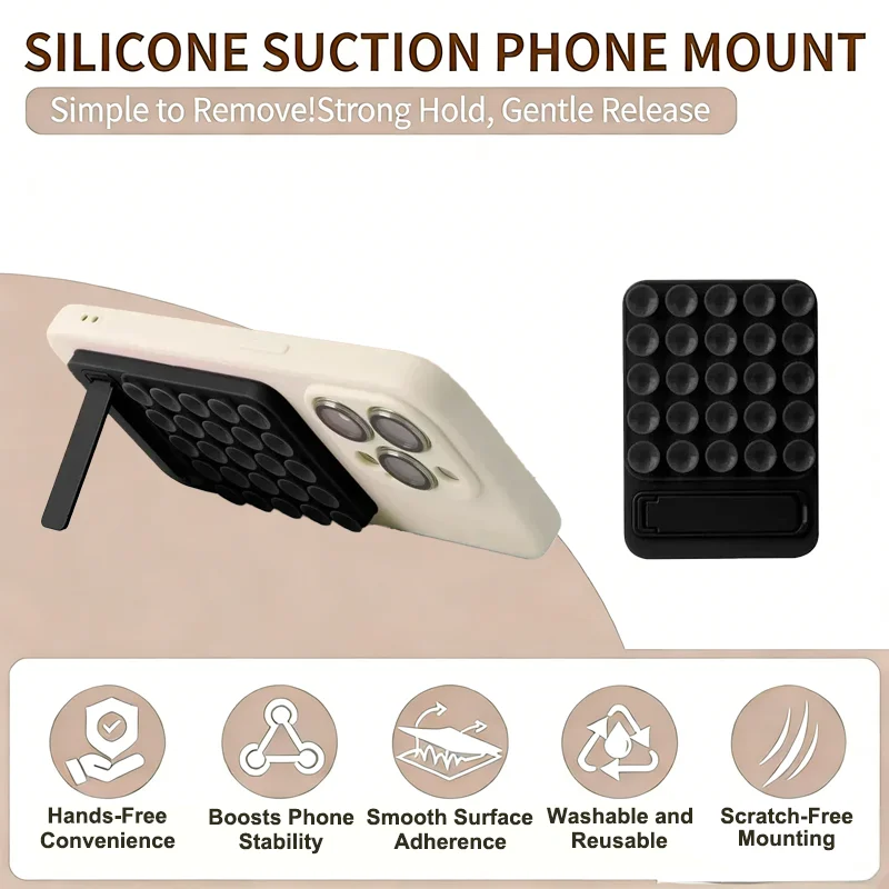 

1PCS Silicone Suction Cup Phone Holder for Selfies and Videos Foldable Adhesive Smartphones Accessory for IPhone & Android