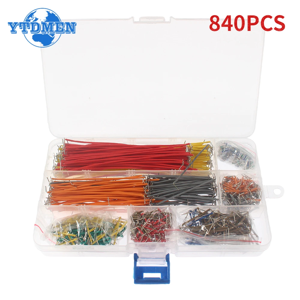 Kit de cables de puente de placa de pruebas preformada, surtido de 14 longitudes para prototipos de placa de pruebas, placas de circuito, electrónica DIY, 840 piezas