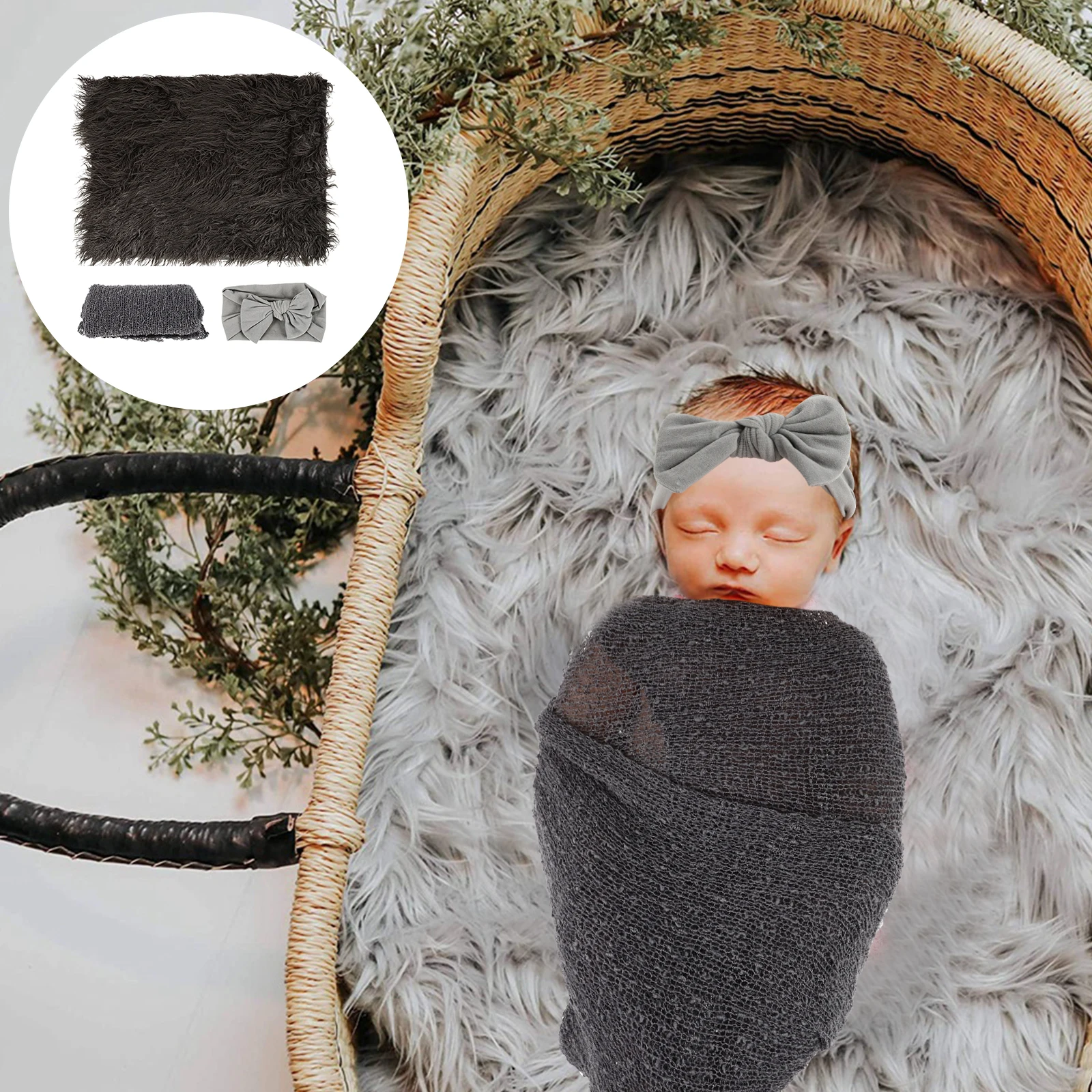 

Photography Prop Set Newborn Wraps Props Swaddle Girl for Baby Shoot Acrylic Picture Outfit