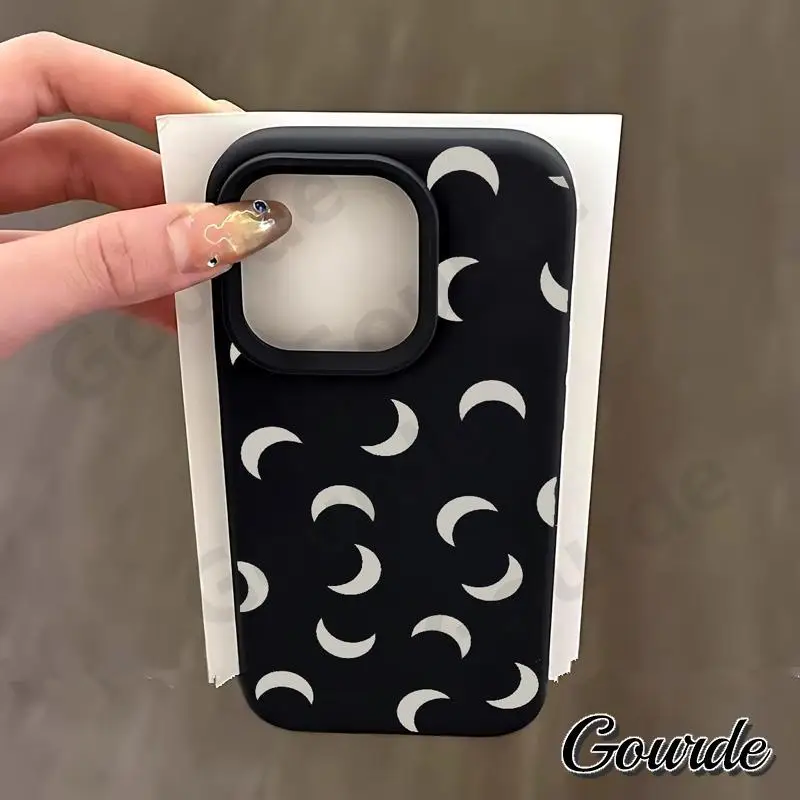 

Gourde Simple Crescent Moon Pattern Premium Soft Silicone Phone Case for Iphone 16 15 14 12 13 11 Pro Max Shockproof Back Cover