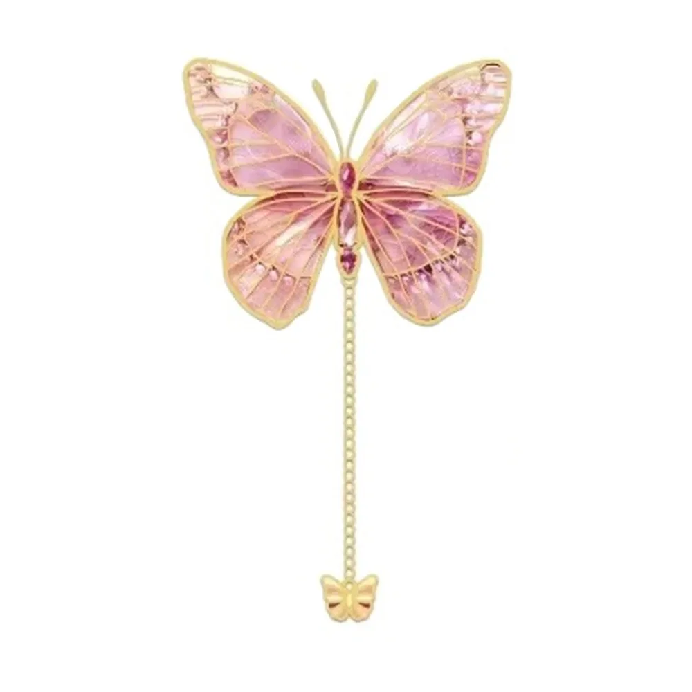 

Bronzing Metal Butterfly Bookmark Separator Pages Chinese Style Book Page Clips with Chain Vintage with Pendant Pagination Mark