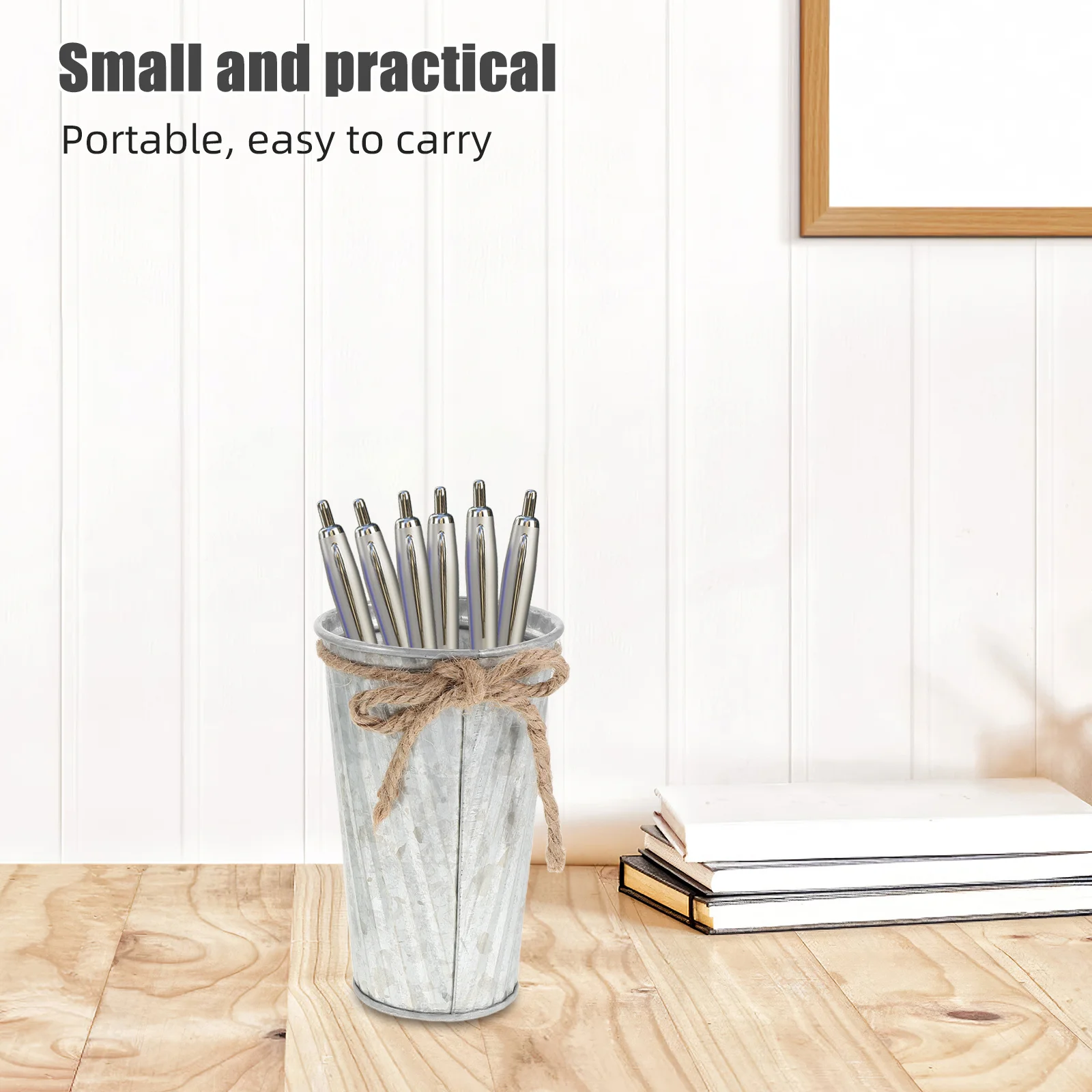 

2Pcs Desk Pencil Holder Metal Pen Organizer Round Vintage Style Pencil Pot Brush Cup Stationery Storage Container