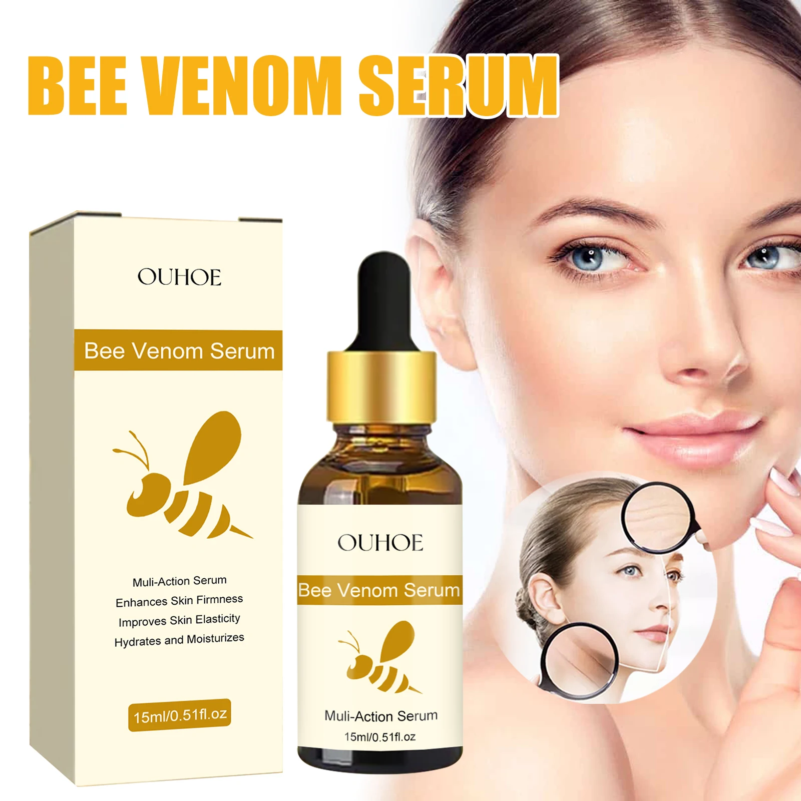 

Ouhoe Bee Venom Антивозрастная сыворотка для лица Bee Complex Интенсивный укрепляющий уменьшающий морщины для сухой кожи Осветляющий увлажняющий 15 мл